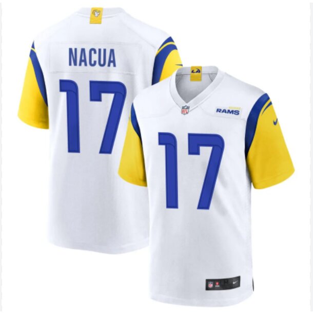 Men Los Angeles Rams #17 Nacua white 2024 Nike Vapor Limited NFL Jersey style 1->denver nuggets->NBA Jersey